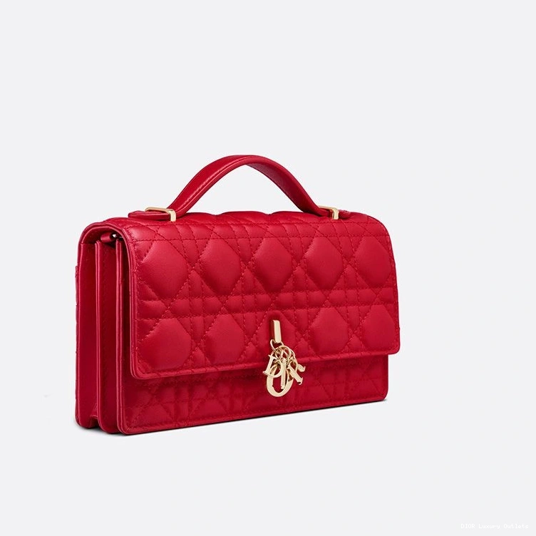 Cheap Bag Cannage Handle Top Mini Dior Red Lambskin Miss 0712 Luxury